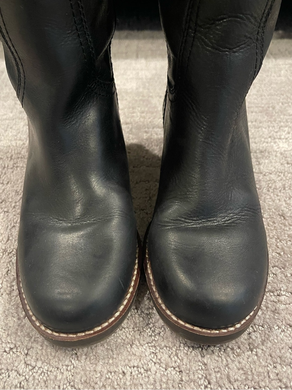 Lucky Brand Hybiscus Knee High Leather Black Boots, Block Heel, Round Toe, 7.5 - Picture 3 of 16